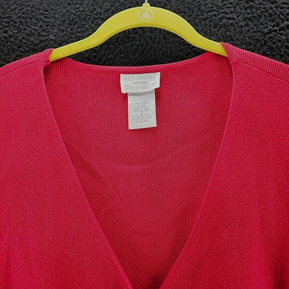 Designers Original Womens Sweater Red Size 1X 100% Cotton Button Down Long - Picture 9 of 16